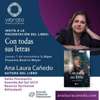 Promociona del libro, invitación a la presentación del libro en Vibrato el 7 de Noviembre de 2024